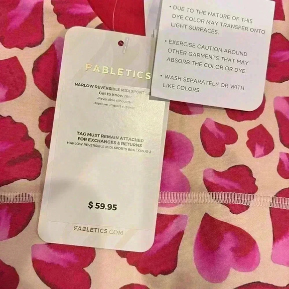 NWT Pink heart Harlow Reversible midi Sports Bra - Picture 7 of 8